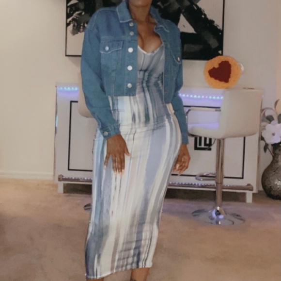 Shades Of Color Sexy V Neck Maxi Dress-Grey Multi - Picture 7 of 7